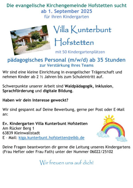 Stellenanzeige Kindergarten